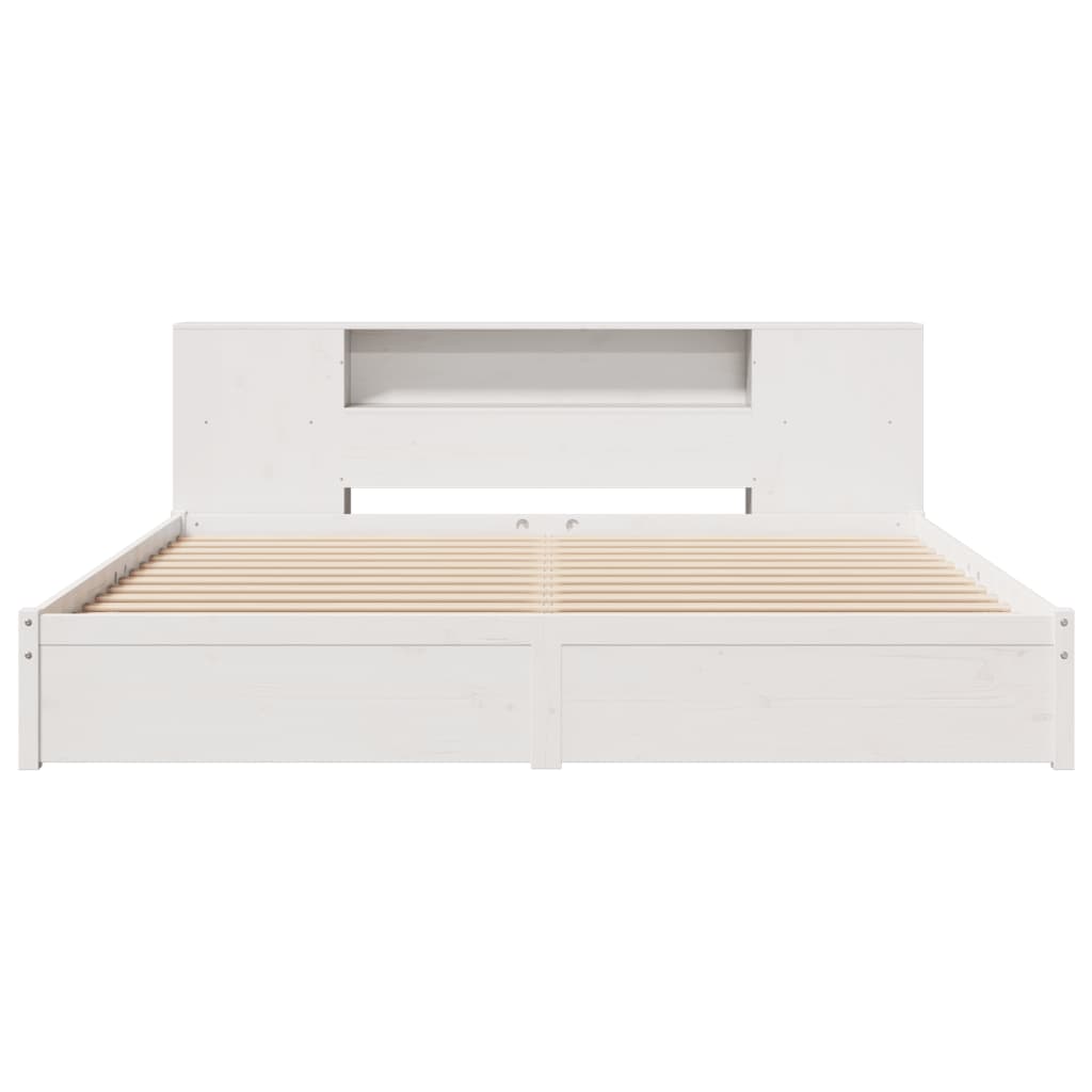 Bookcase Bed without Mattress White 200x200cm Solid Wood Pine