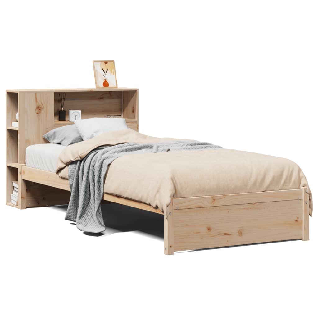 Bookcase Bed without Mattress 75x190cm Small Single Solid Wood Pine