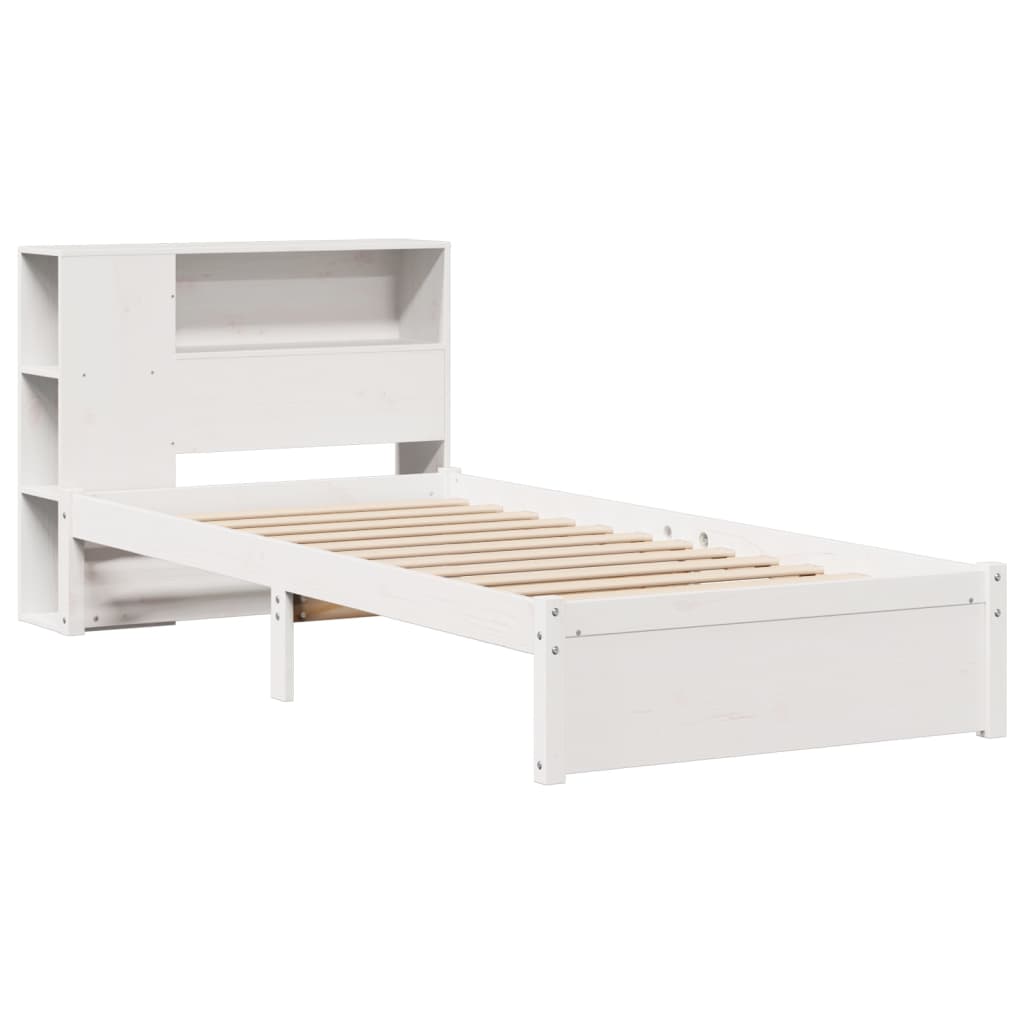 Bookcase Bed without Mattress White 75x190cm Small Single Solid Wood Pine