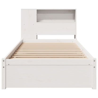 Bookcase Bed without Mattress White 75x190cm Small Single Solid Wood Pine