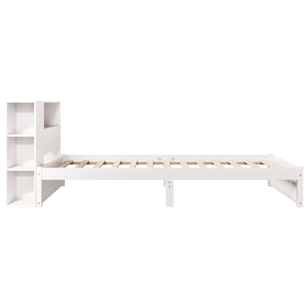 Bookcase Bed without Mattress White 75x190cm Small Single Solid Wood Pine