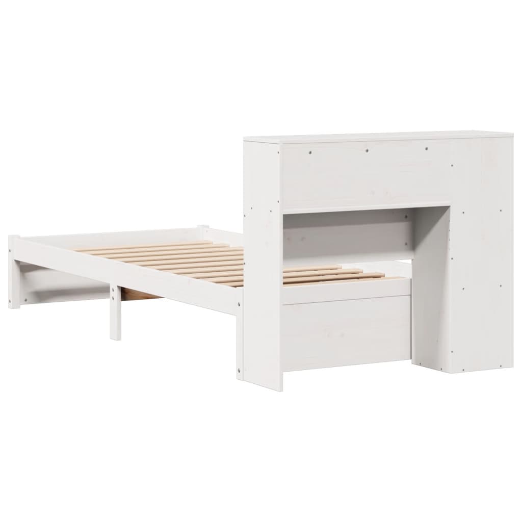 Bookcase Bed without Mattress White 75x190cm Small Single Solid Wood Pine