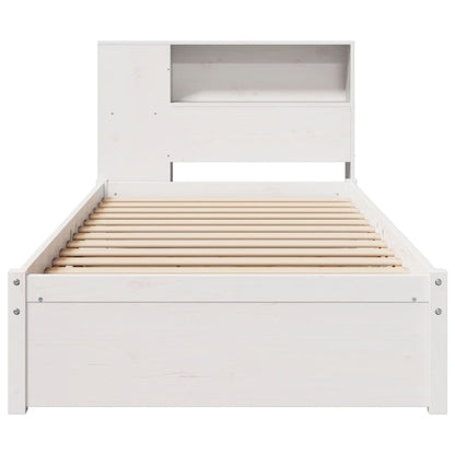 Bookcase Bed without Mattress White 90x190cm Single Solid Wood Pine