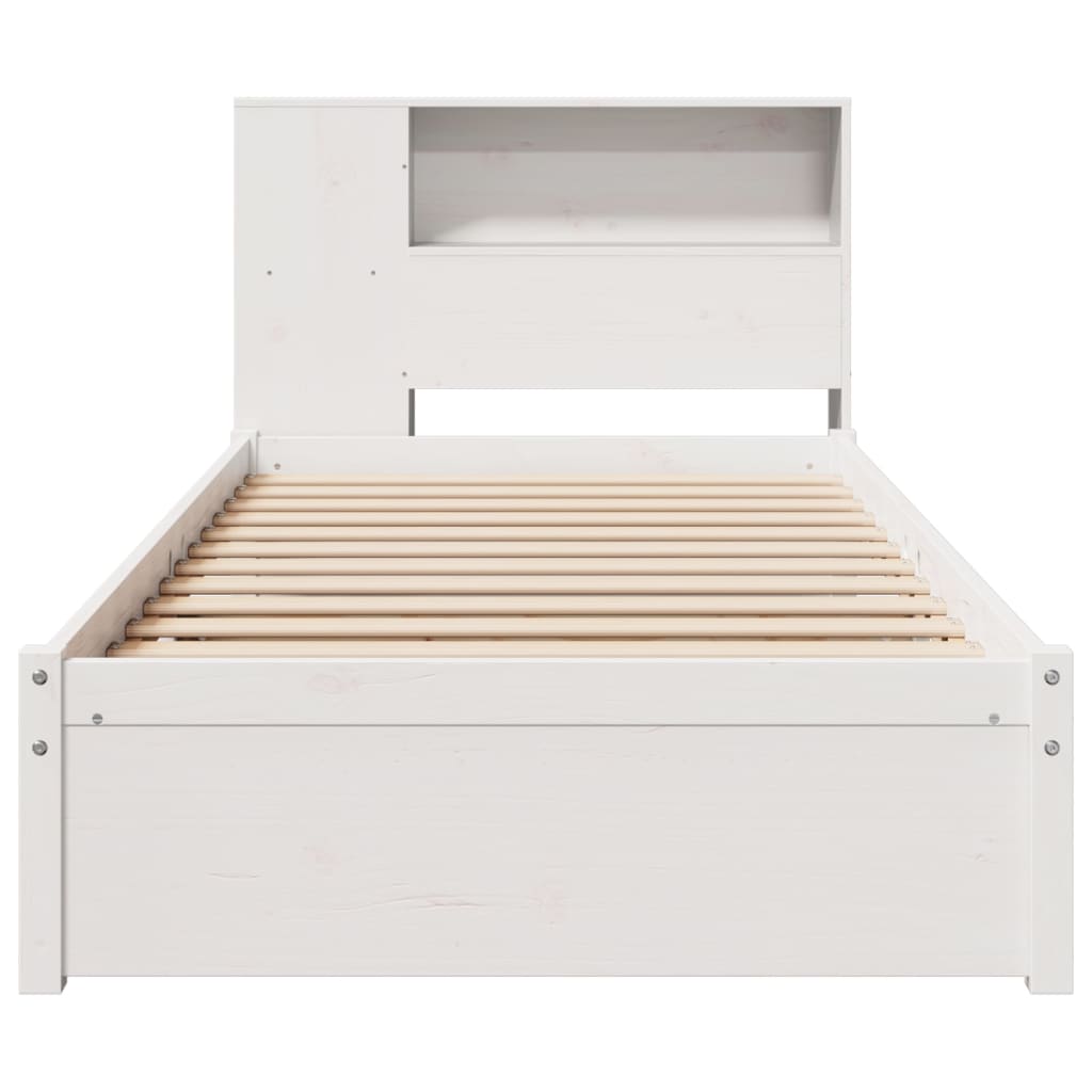 Bookcase Bed without Mattress White 90x200cm Solid Wood Pine