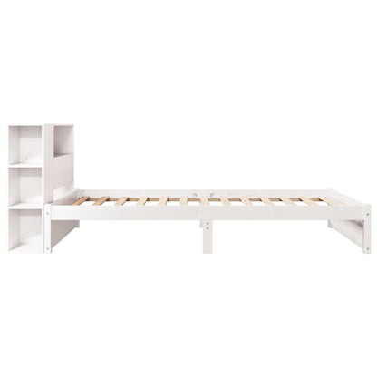 Bookcase Bed without Mattress White 90x200cm Solid Wood Pine