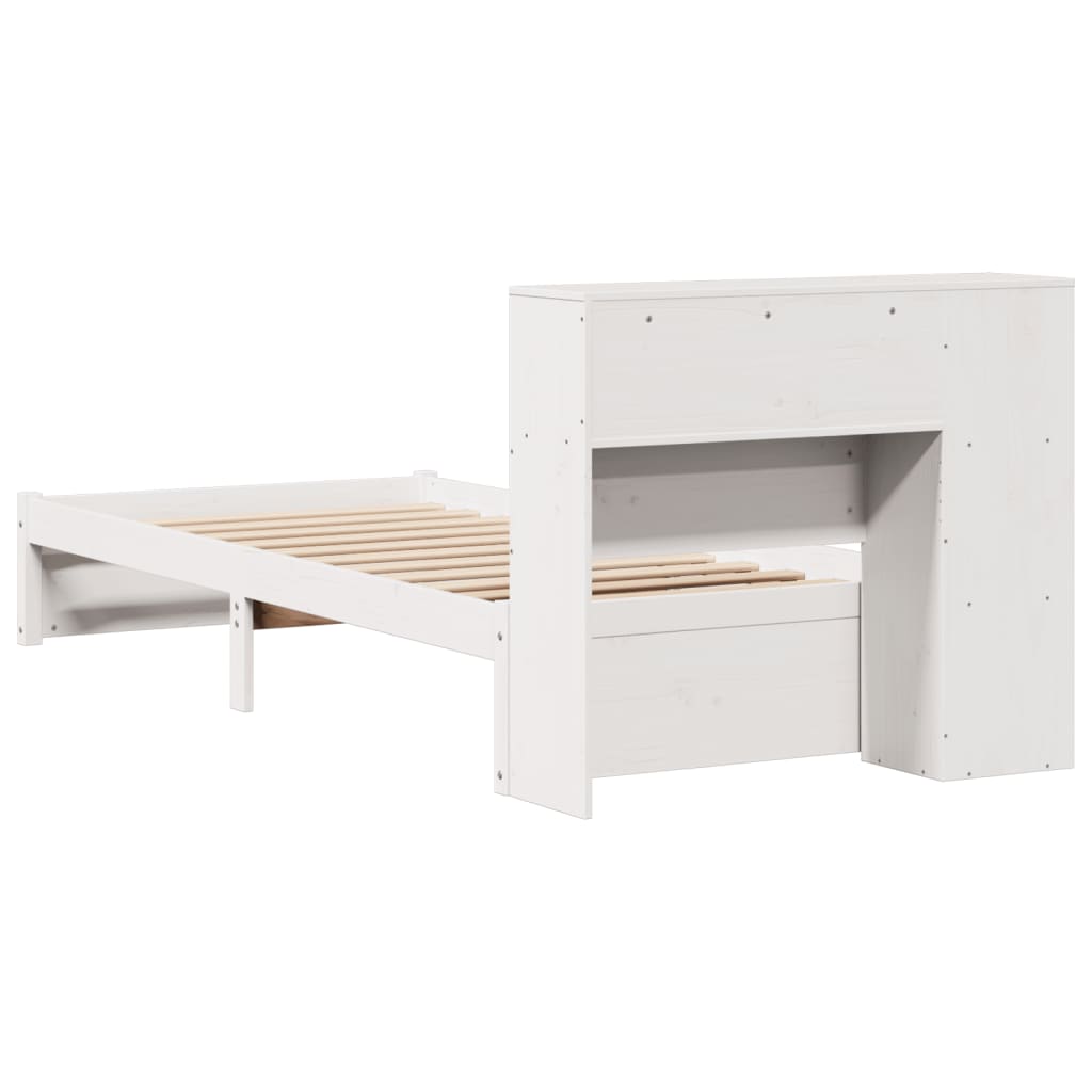 Bookcase Bed without Mattress White 90x200cm Solid Wood Pine