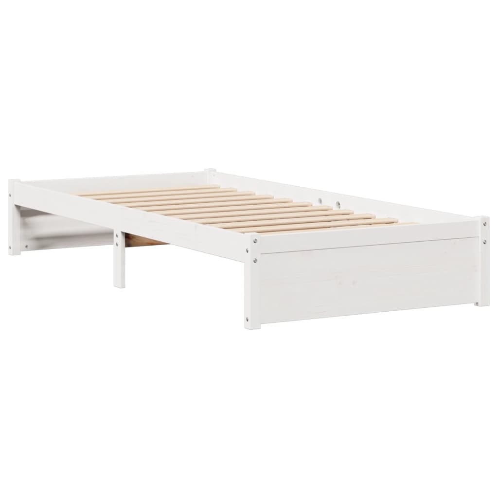 Bookcase Bed without Mattress White 90x200cm Solid Wood Pine