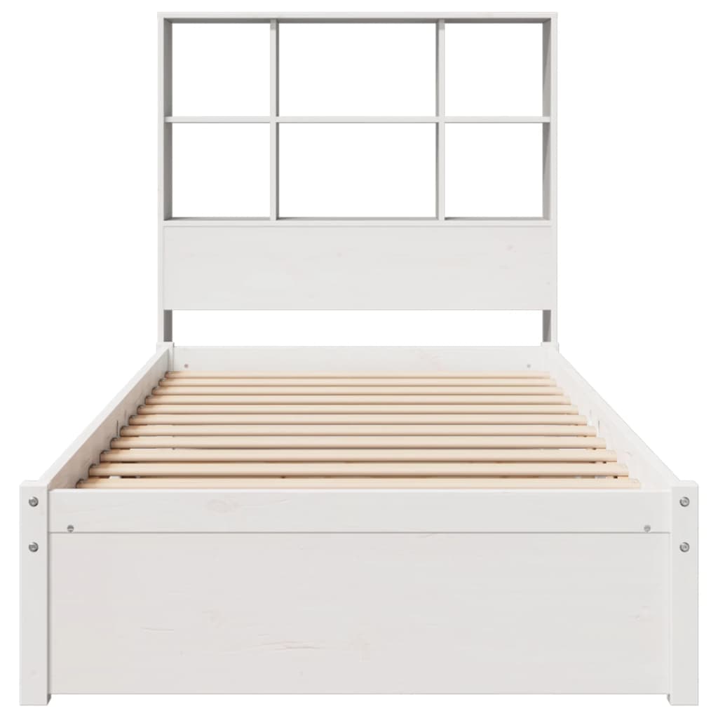 Bookcase Bed without Mattress White 90x190cm Single Solid Wood Pine