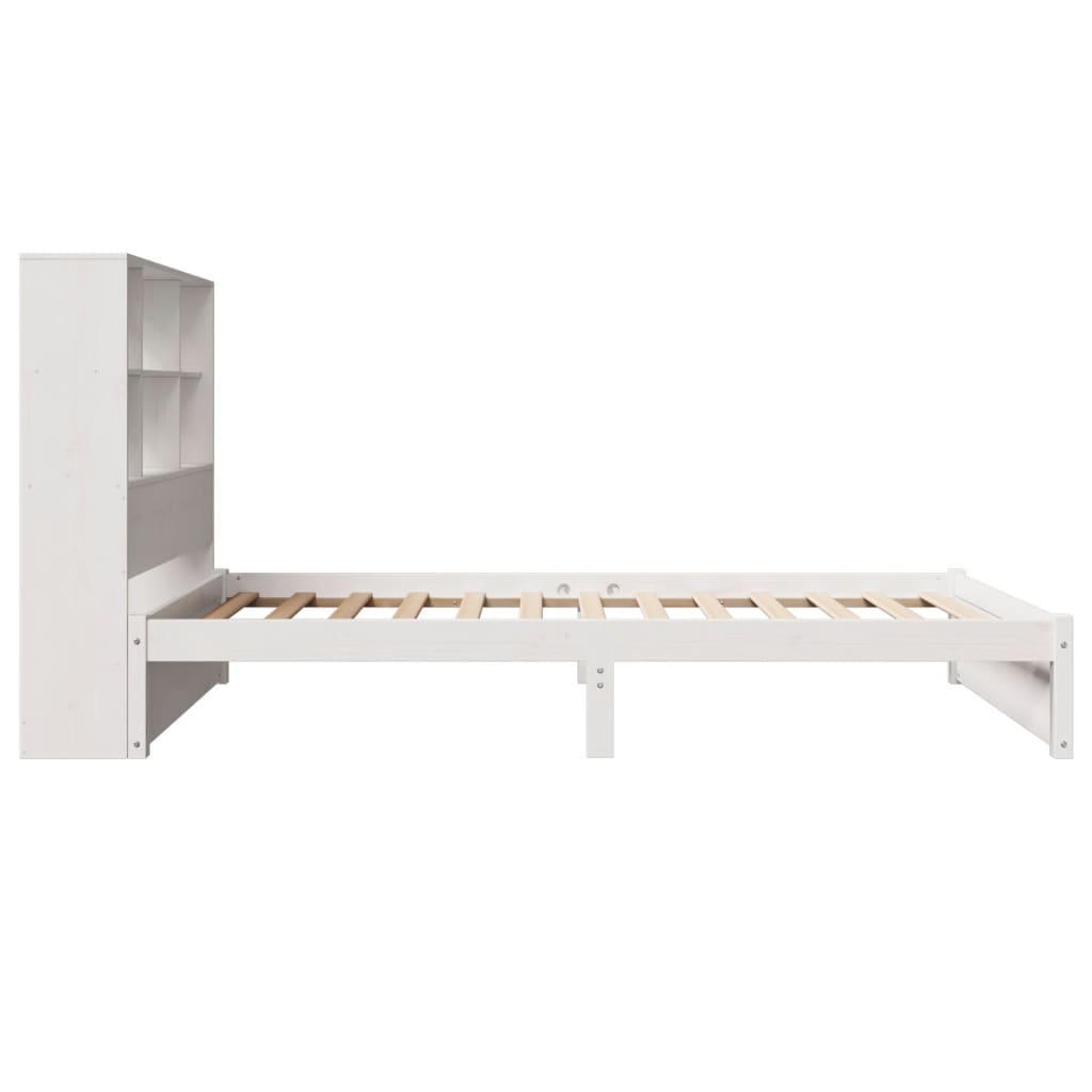 Bookcase Bed without Mattress White 90x190cm Single Solid Wood Pine