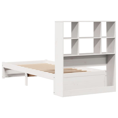 Bookcase Bed without Mattress White 90x190cm Single Solid Wood Pine