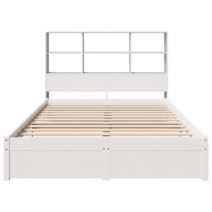 Bookcase Bed without Mattress White 135x190cm Double Solid Wood Pine