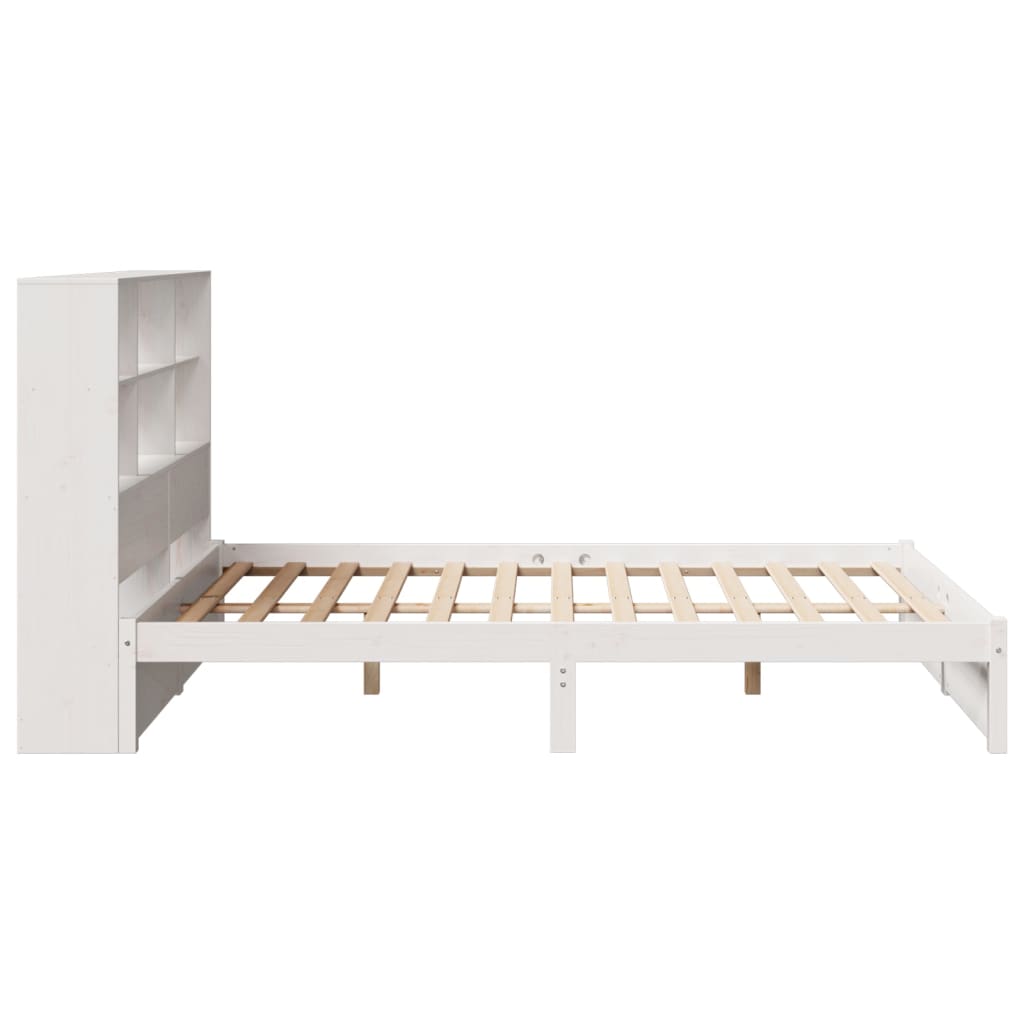 Bookcase Bed without Mattress White 135x190cm Double Solid Wood Pine