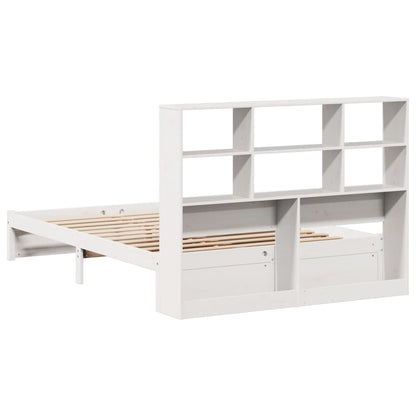 Bookcase Bed without Mattress White 135x190cm Double Solid Wood Pine