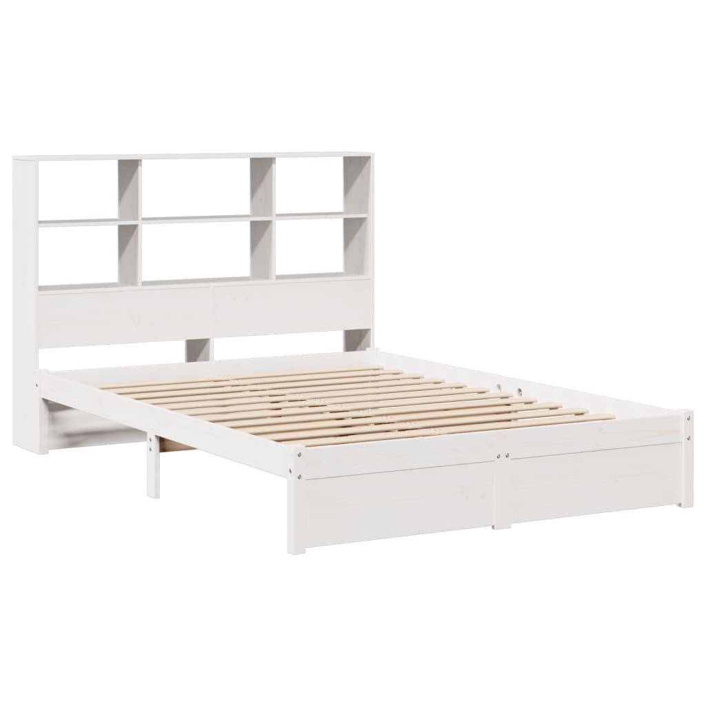 Bookcase Bed without Mattress White 140x190cm Solid Wood Pine