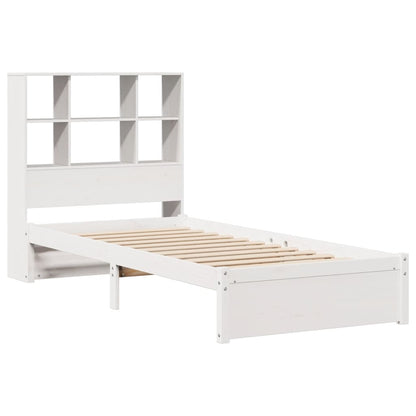 Bookcase Bed without Mattress White 90x200cm Solid Wood Pine