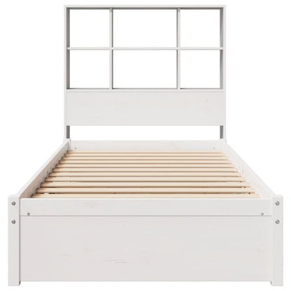 Bookcase Bed without Mattress White 90x200cm Solid Wood Pine