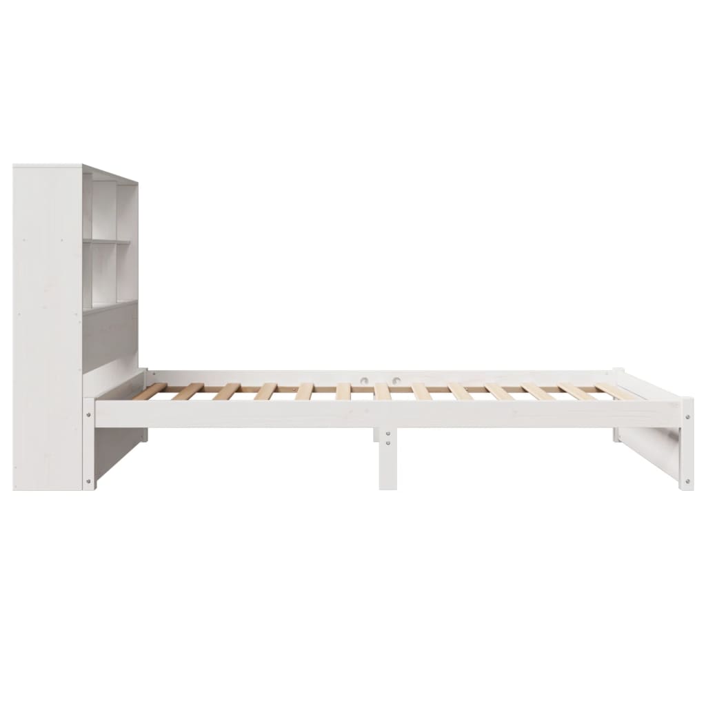 Bookcase Bed without Mattress White 90x200cm Solid Wood Pine