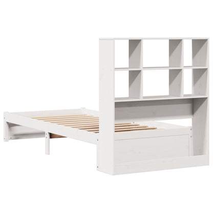 Bookcase Bed without Mattress White 90x200cm Solid Wood Pine