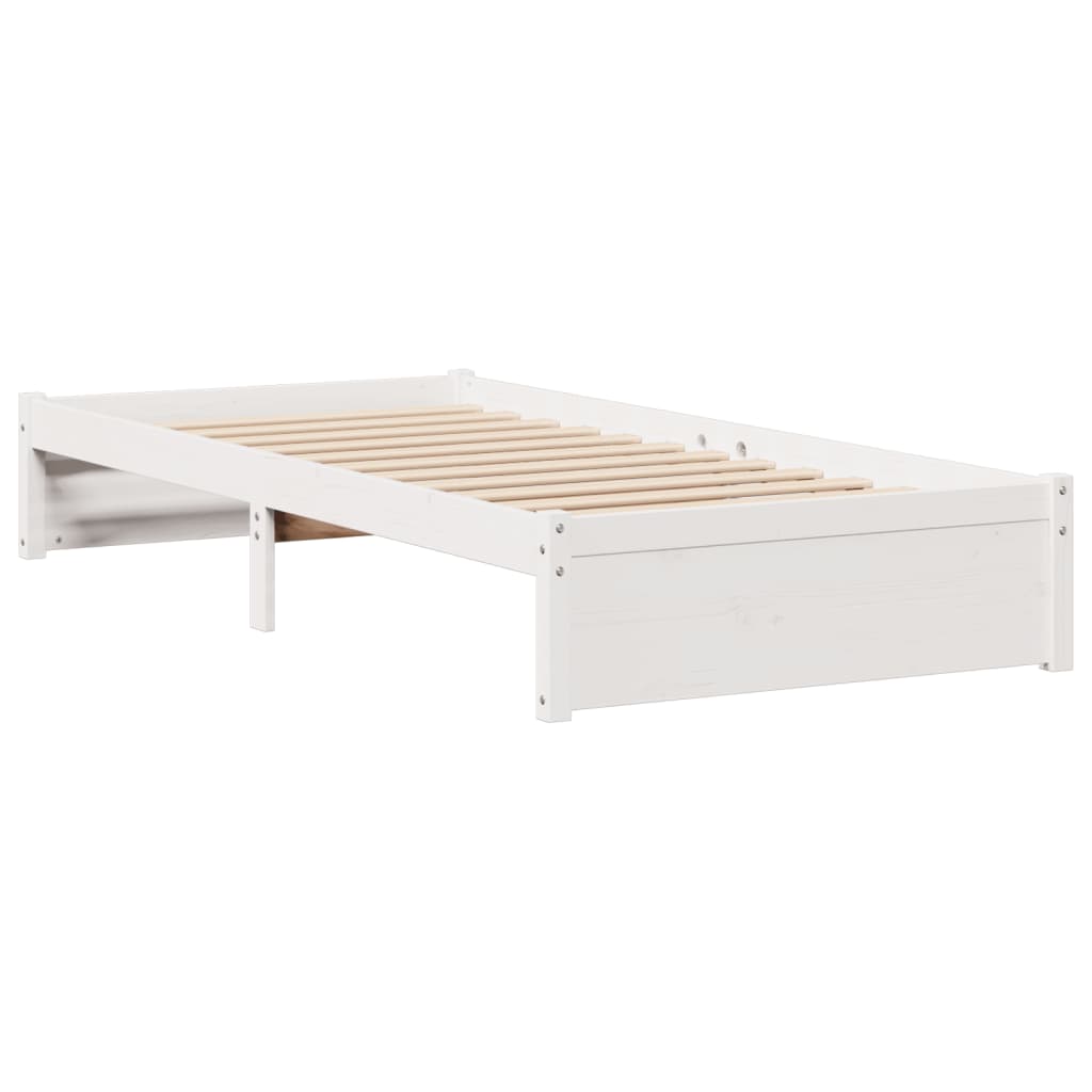 Bookcase Bed without Mattress White 100x200cm Solid Wood Pine