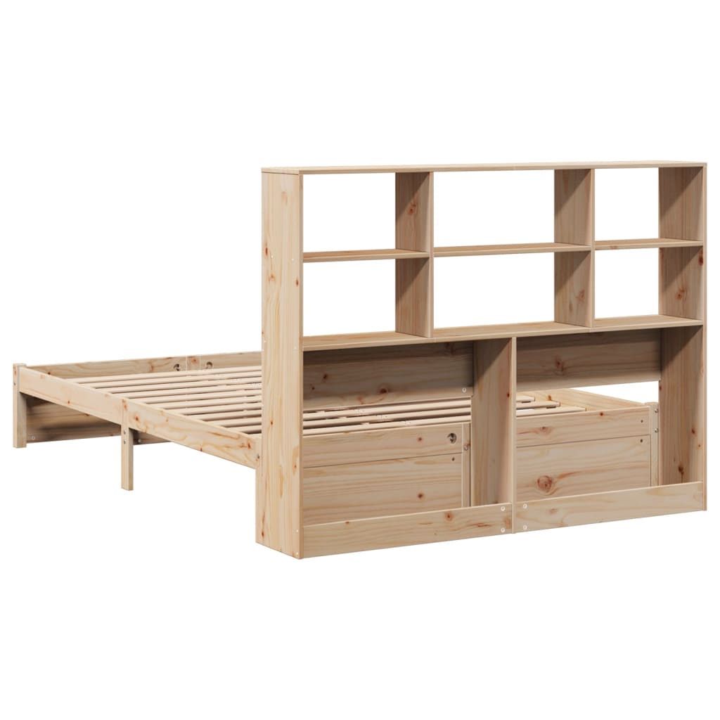 Bookcase Bed without Mattress 120x200cm Solid Wood Pine