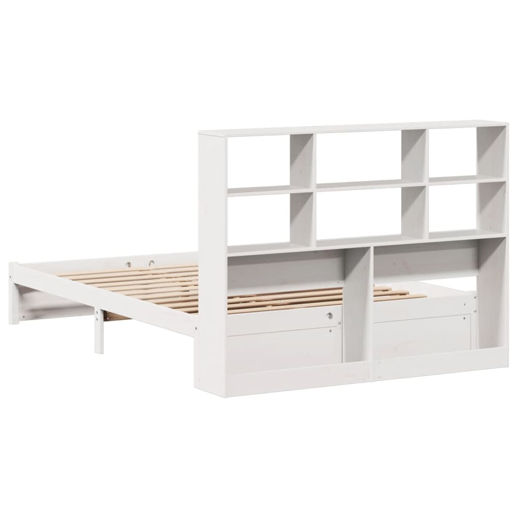 Bookcase Bed without Mattress White 120x200cm Solid Wood Pine