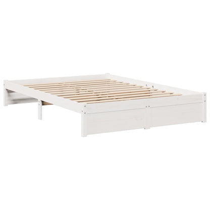 Bookcase Bed without Mattress White 140x200cm Solid Wood Pine