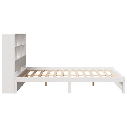 Bookcase Bed without Mattress White 160x200cm Solid Wood Pine