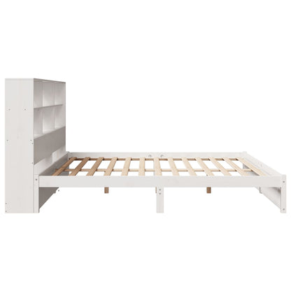 Bookcase Bed without Mattress White 180x200cm Super King Solid Wood Pine