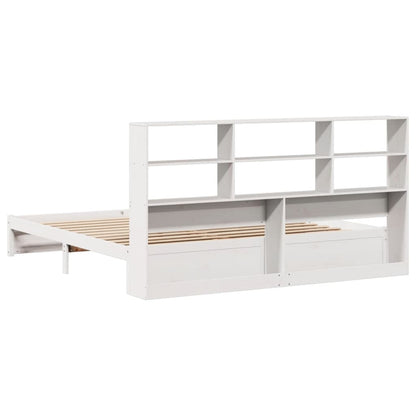 Bookcase Bed without Mattress White 180x200cm Super King Solid Wood Pine