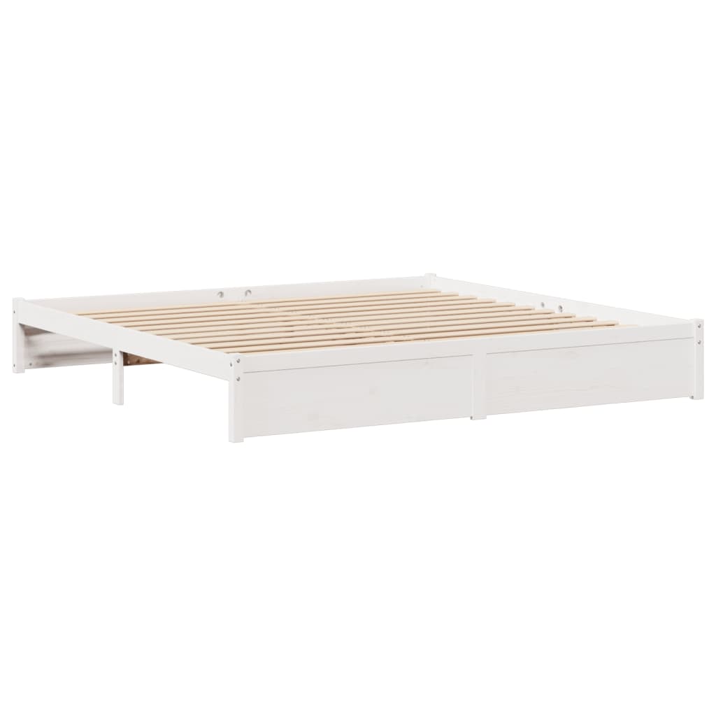 Bookcase Bed without Mattress White 180x200cm Super King Solid Wood Pine