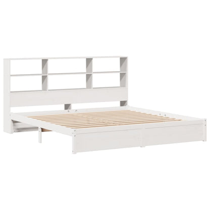 Bookcase Bed without Mattress White 200x200cm Solid Wood Pine