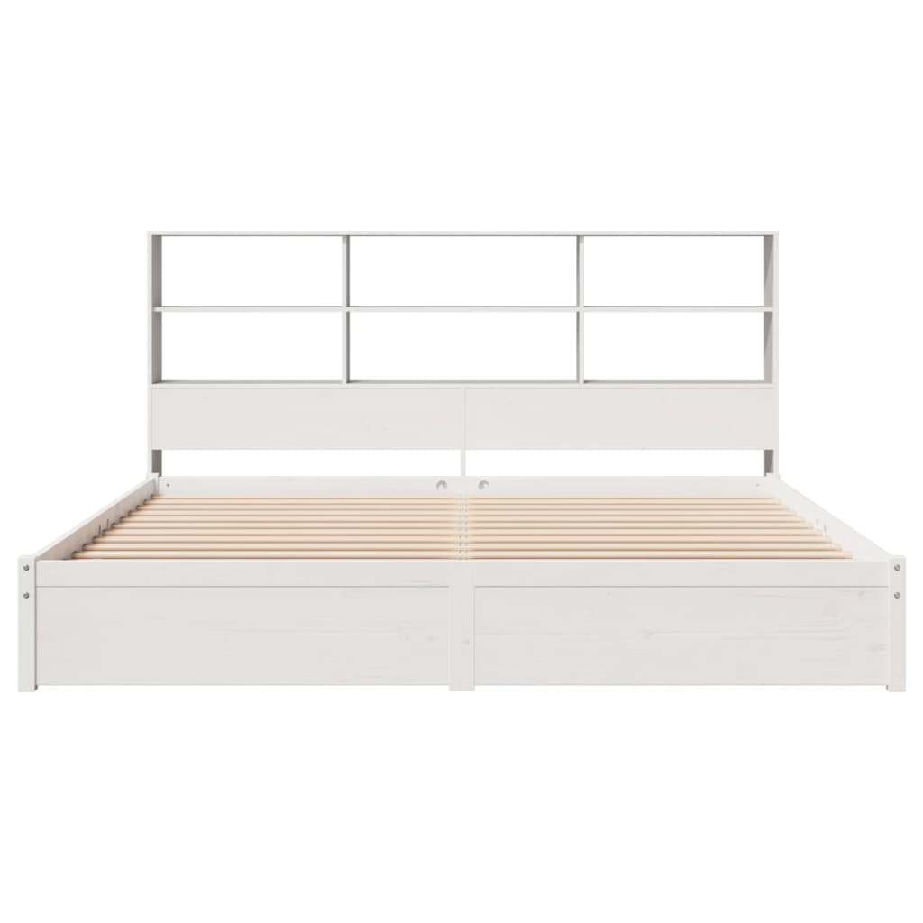 Bookcase Bed without Mattress White 200x200cm Solid Wood Pine