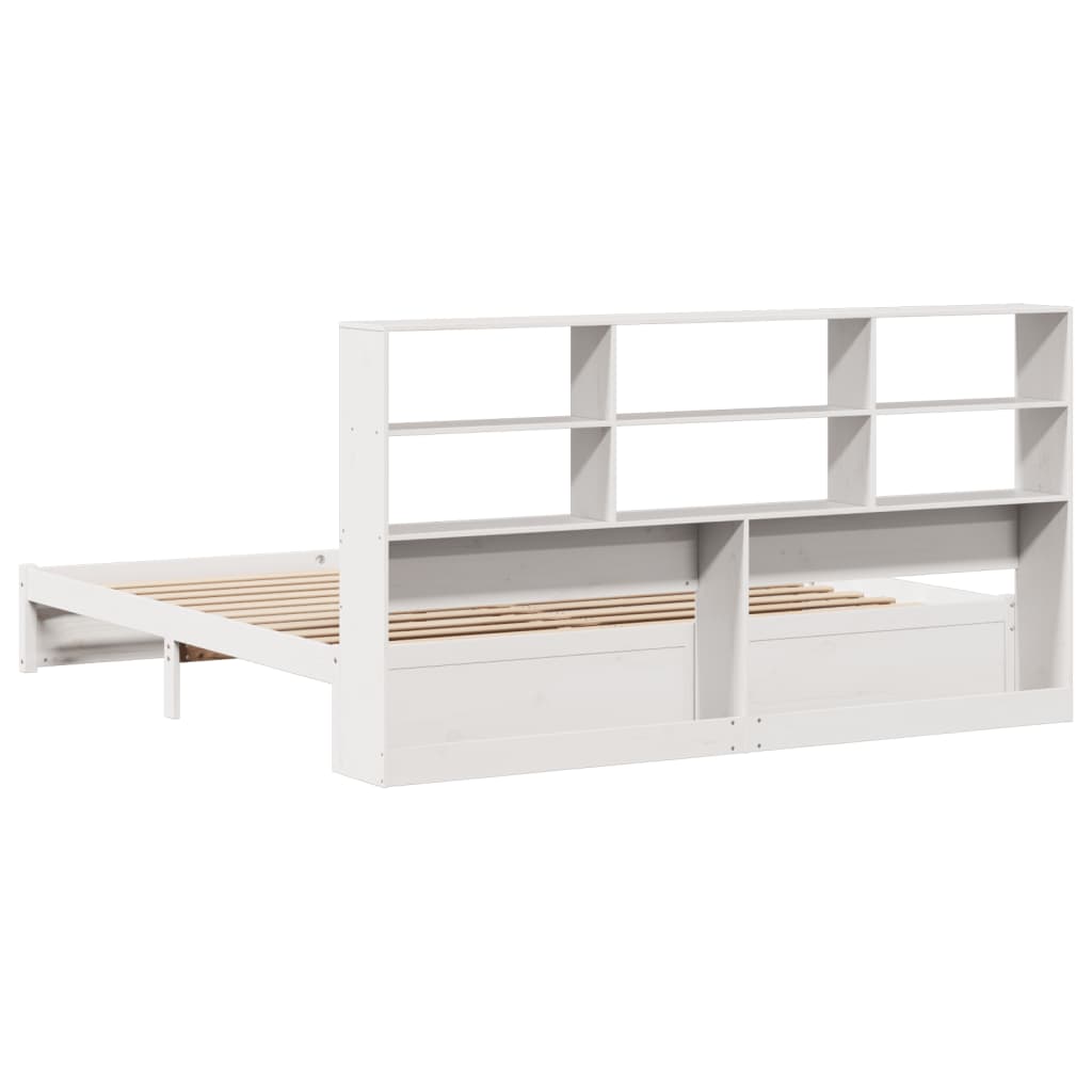 Bookcase Bed without Mattress White 200x200cm Solid Wood Pine