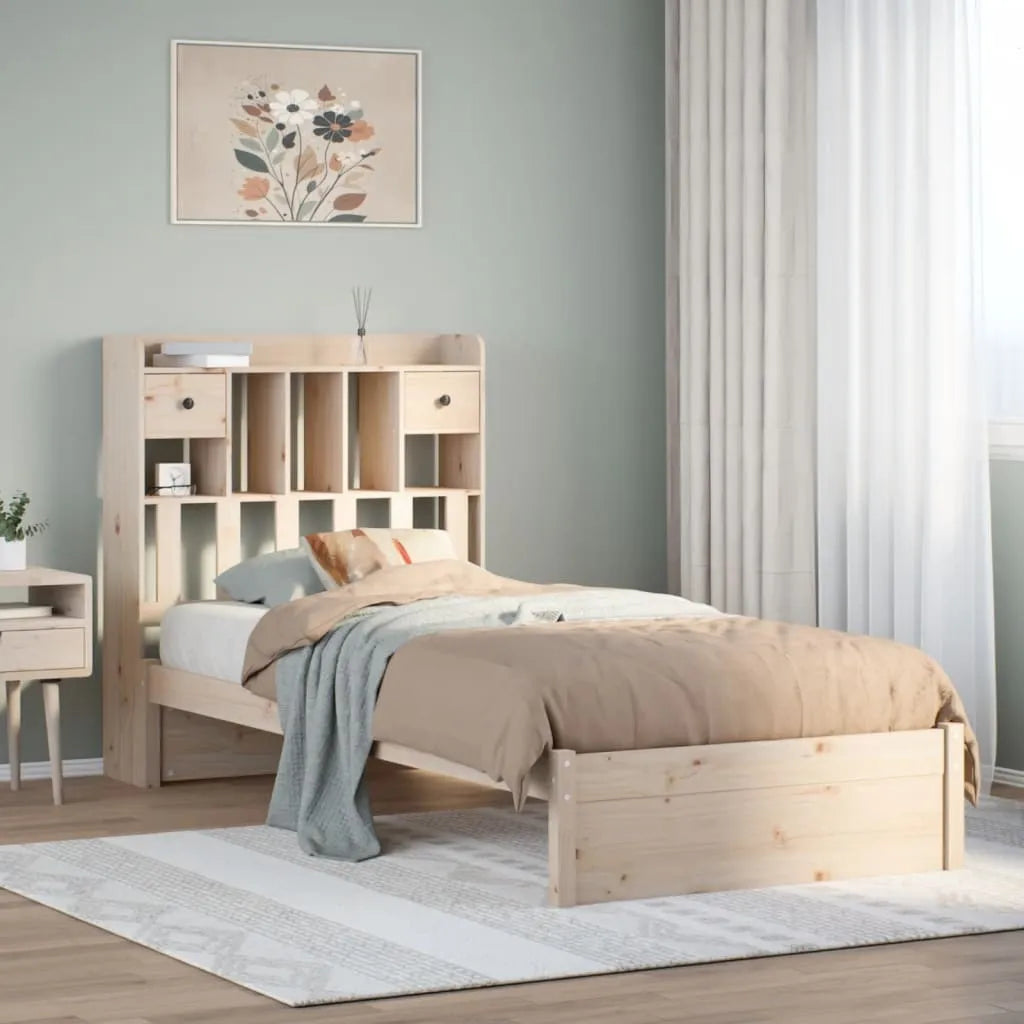 Bookcase Bed without Mattress 90x190cm Single Solid Wood Pine