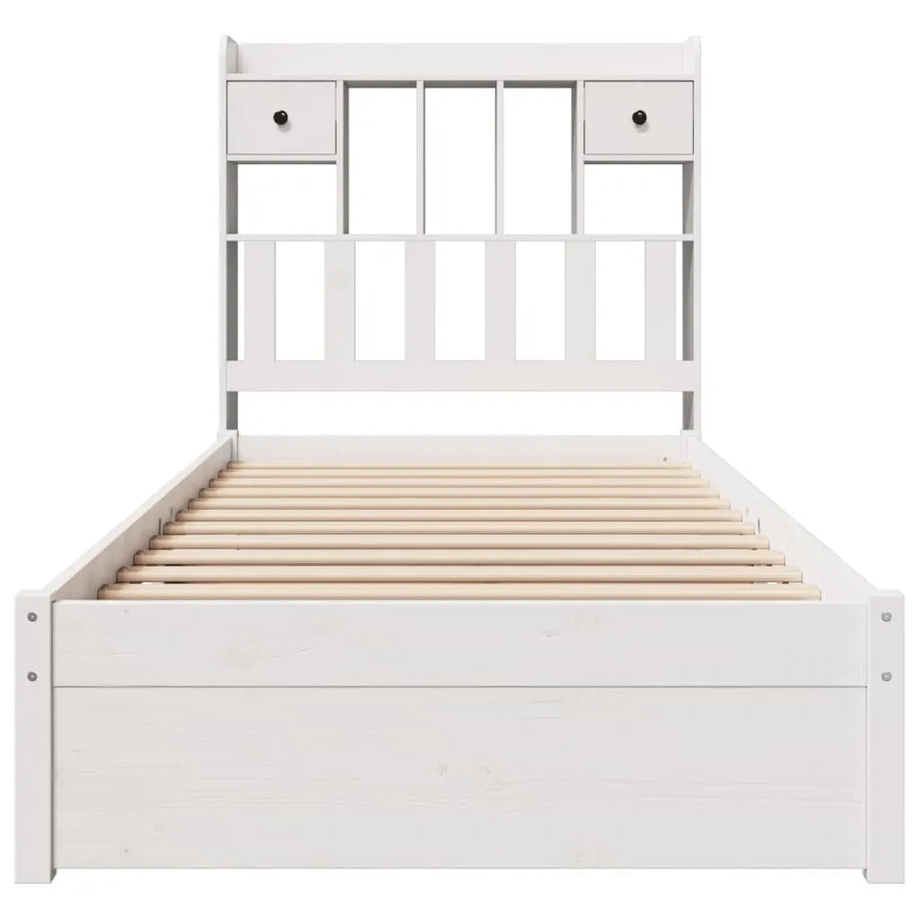 Bookcase Bed without Mattress White 90x190cm Single Solid Wood Pine