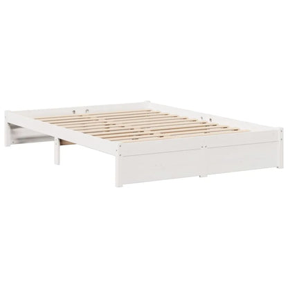 Bookcase Bed without Mattress White 150x200cm King Size Solid Wood Pine