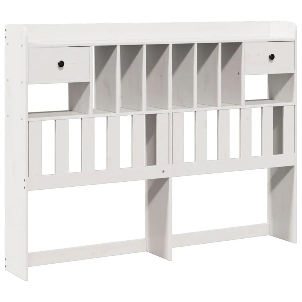 Bookcase Bed without Mattress White 150x200cm King Size Solid Wood Pine