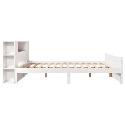 Bookcase Bed without Mattress White 135x190cm Double Solid Wood Pine