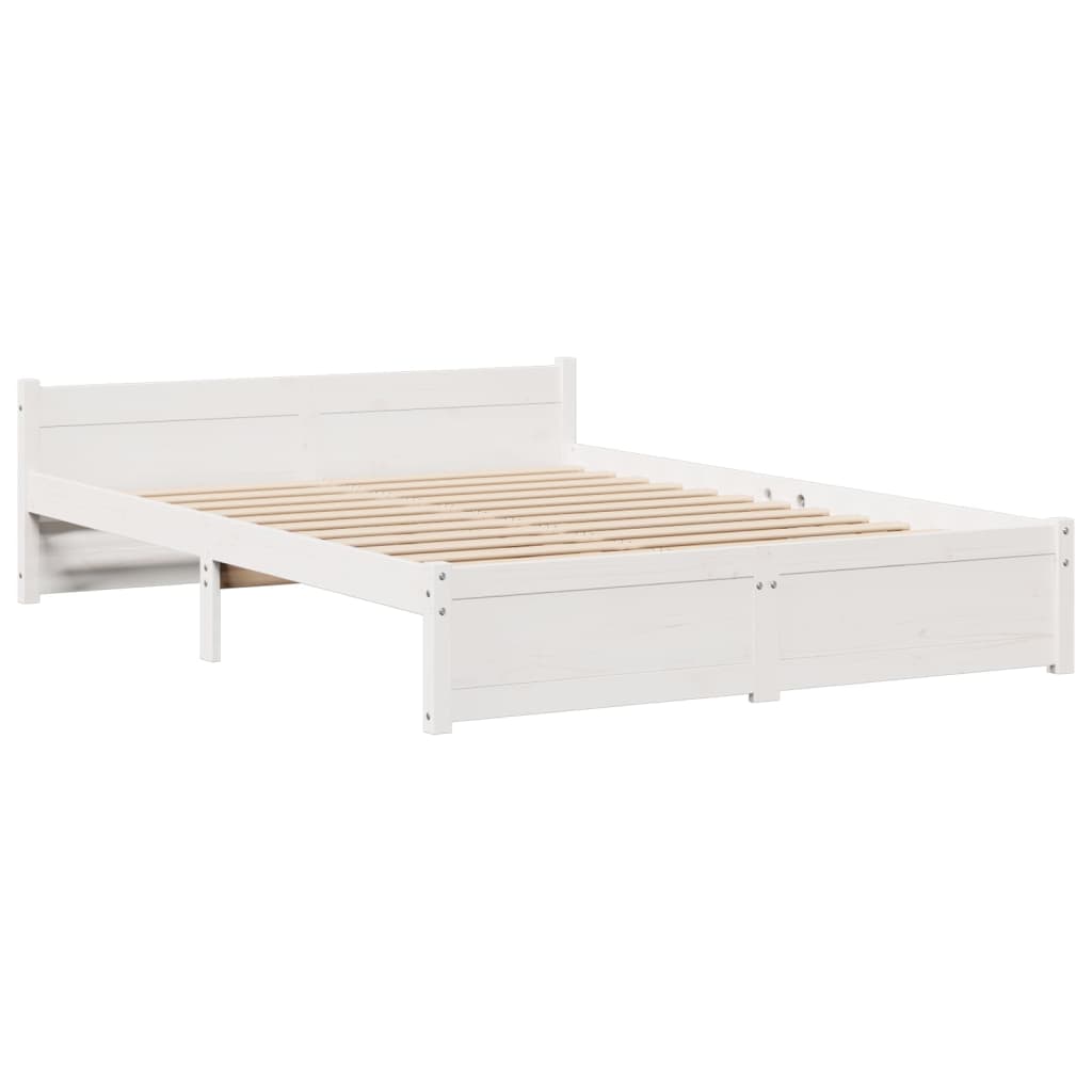 Bookcase Bed without Mattress White 135x190cm Double Solid Wood Pine