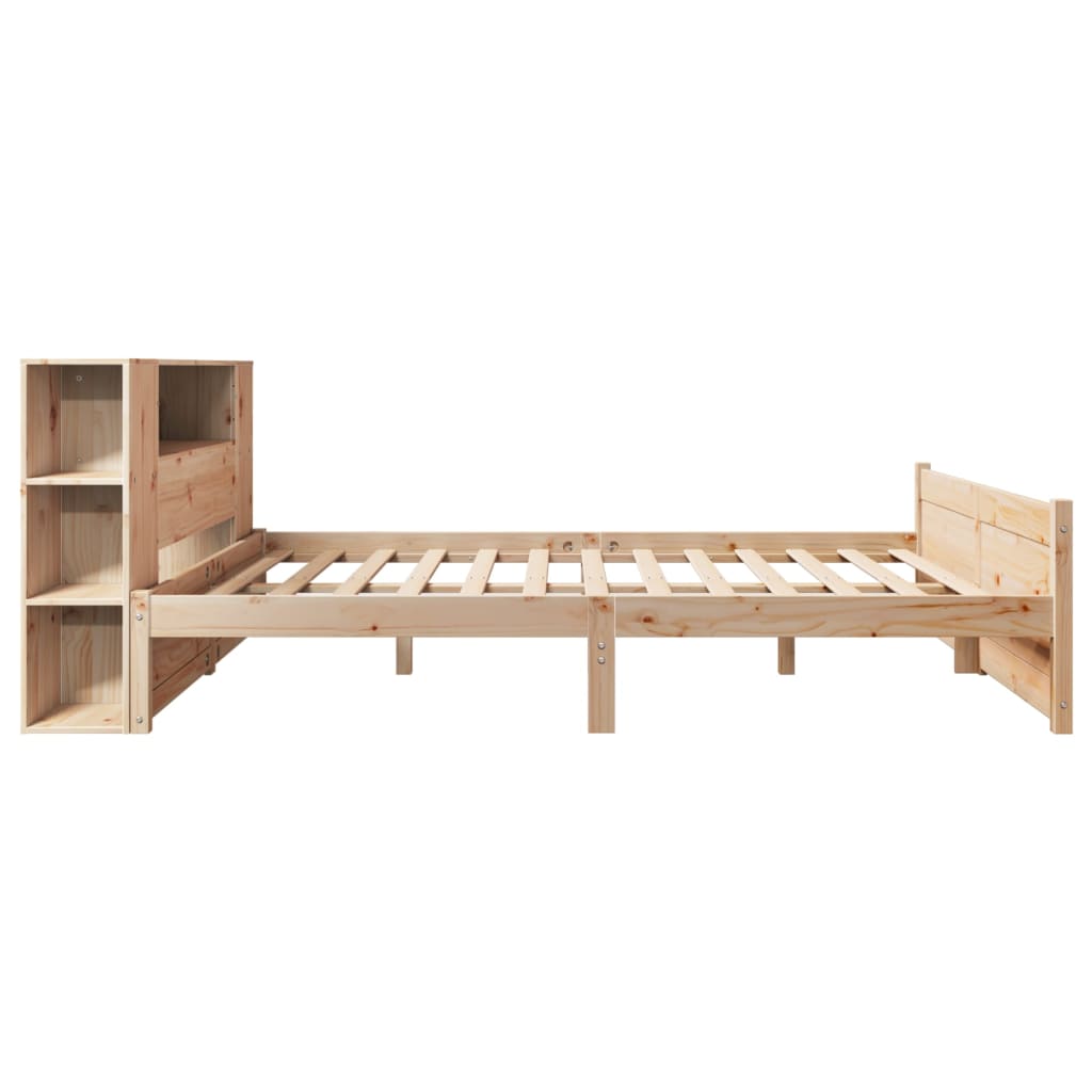 Bookcase Bed without Mattress 150x200cm King Size Solid Wood Pine