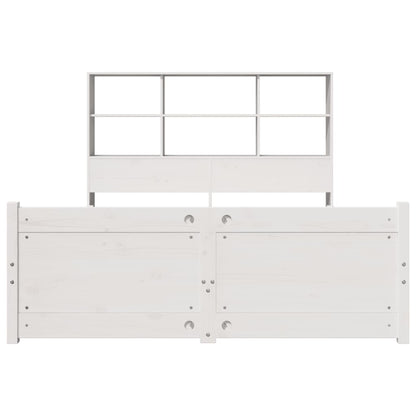 Bookcase Bed without Mattress White 135x190 cm Double Solid Wood Pine