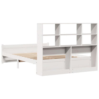 Bookcase Bed without Mattress White 135x190 cm Double Solid Wood Pine