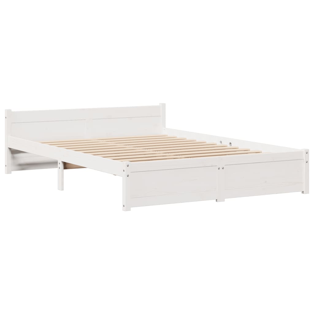 Bookcase Bed without Mattress White 135x190 cm Double Solid Wood Pine