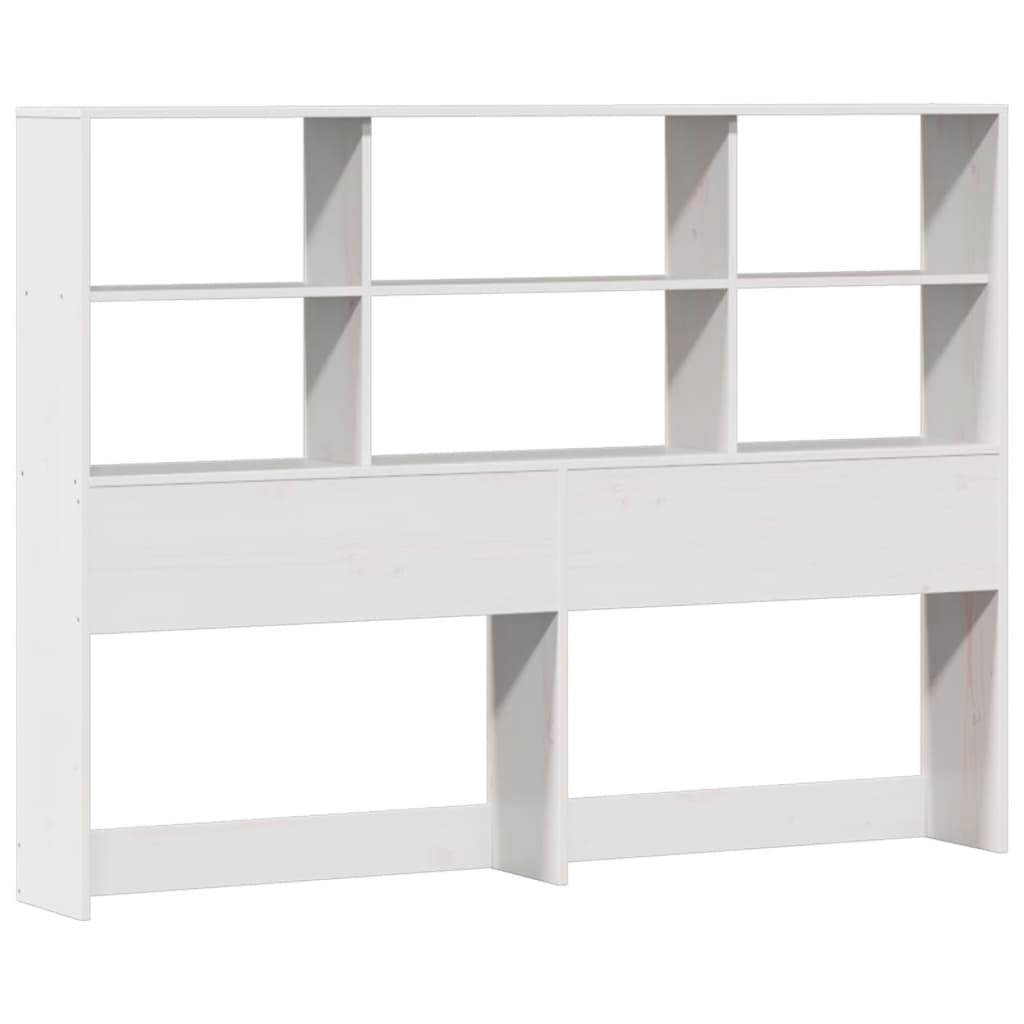 Bookcase Bed without Mattress White 150x200 cm King Size Solid Wood Pine