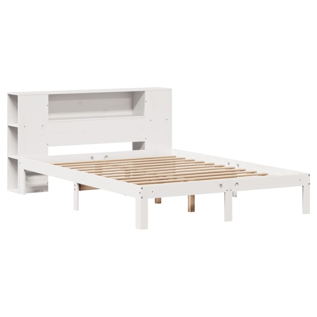 Bookcase Bed without Mattress White 135x190 cm Doouble Solid Wood Pine