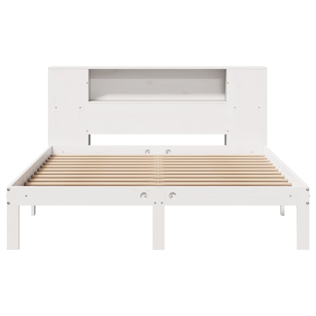 Bookcase Bed without Mattress White 135x190 cm Doouble Solid Wood Pine