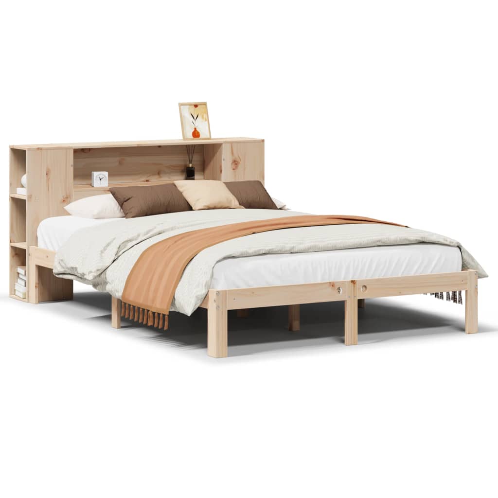 Bookcase Bed without Mattress 140x190cm Solid Wood Pine