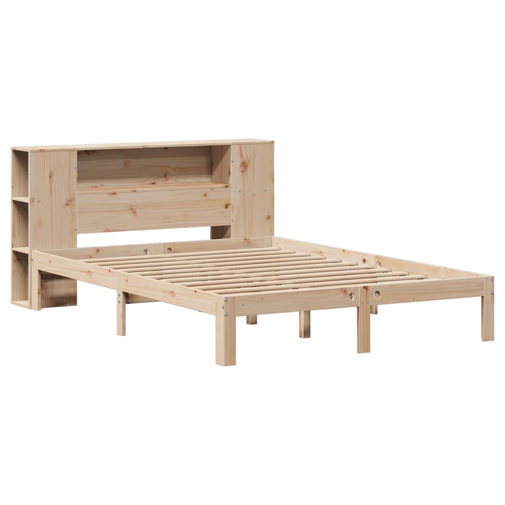 Bookcase Bed without Mattress 140x190cm Solid Wood Pine