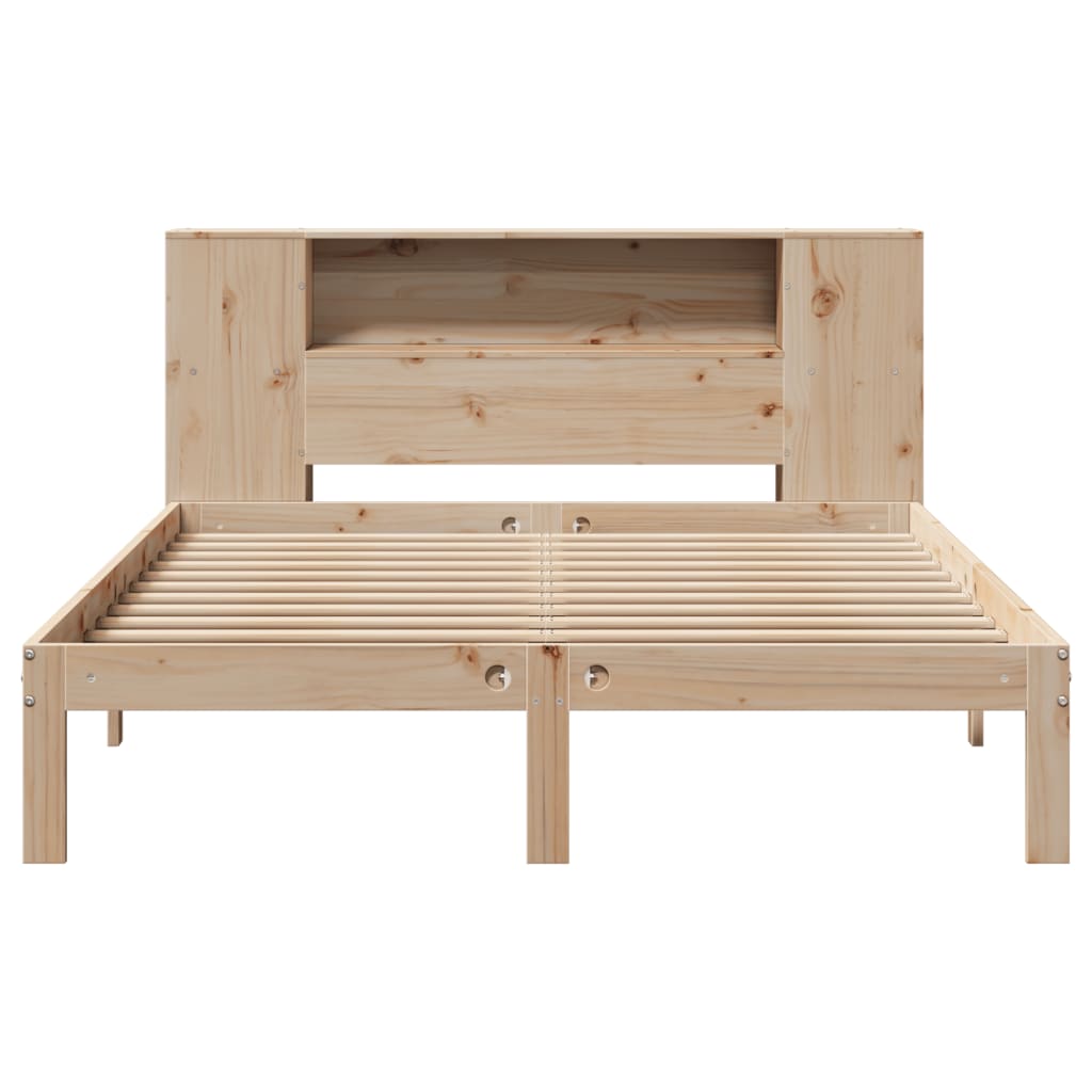 Bookcase Bed without Mattress 140x190cm Solid Wood Pine