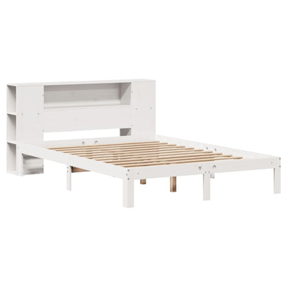 Bookcase Bed without Mattress White 140x190cm Solid Wood Pine